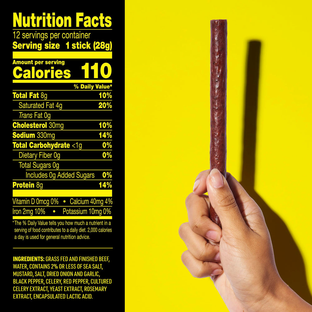 Lorissa's Kitchen grass-fed finished beef jerky highlights premium quality and protein.