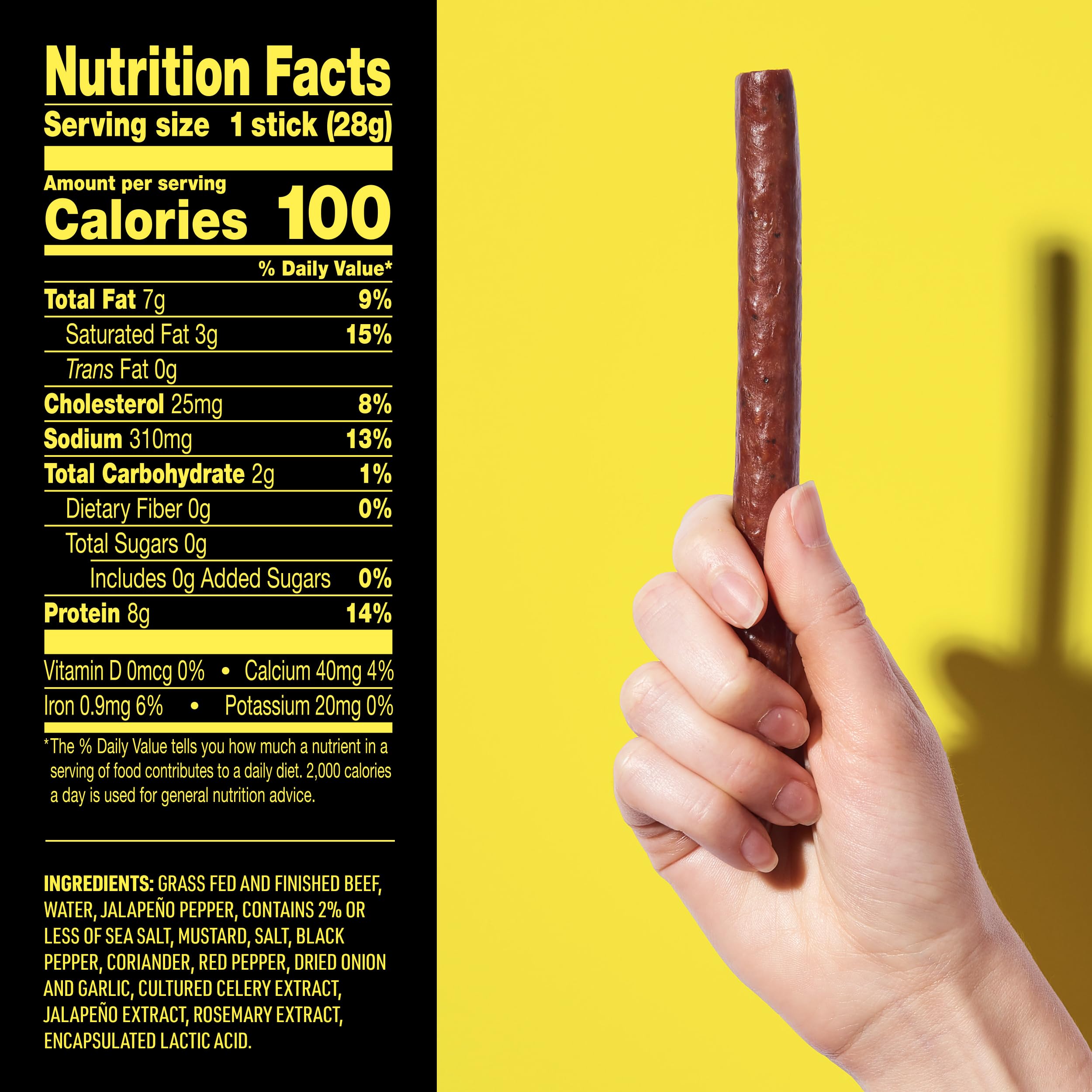 Closeup of Lorissa's Kitchen Heat Seeker Jalapeño Beef Sticks in a handy on-the-go pack.