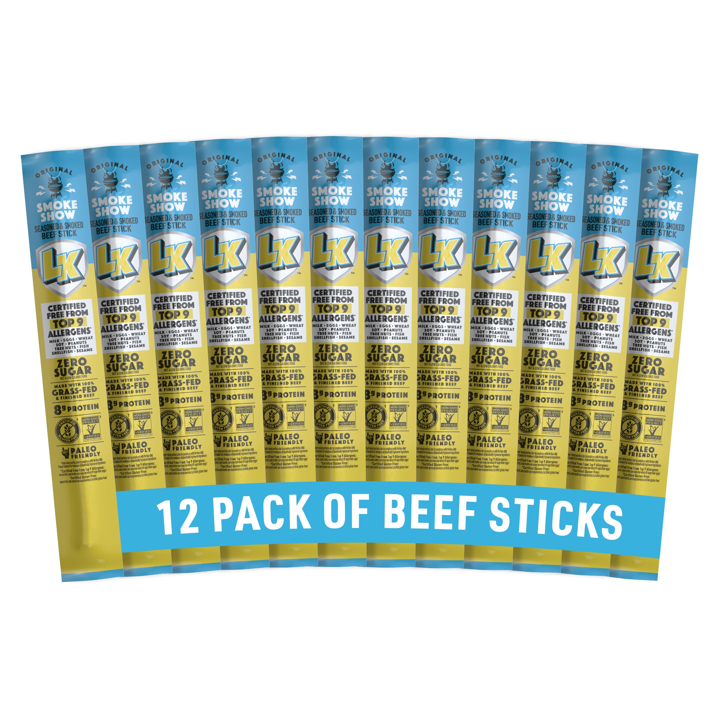 Lorissa's Kitchen original smoked beef jerky stick close-up for on-the-go flavor.