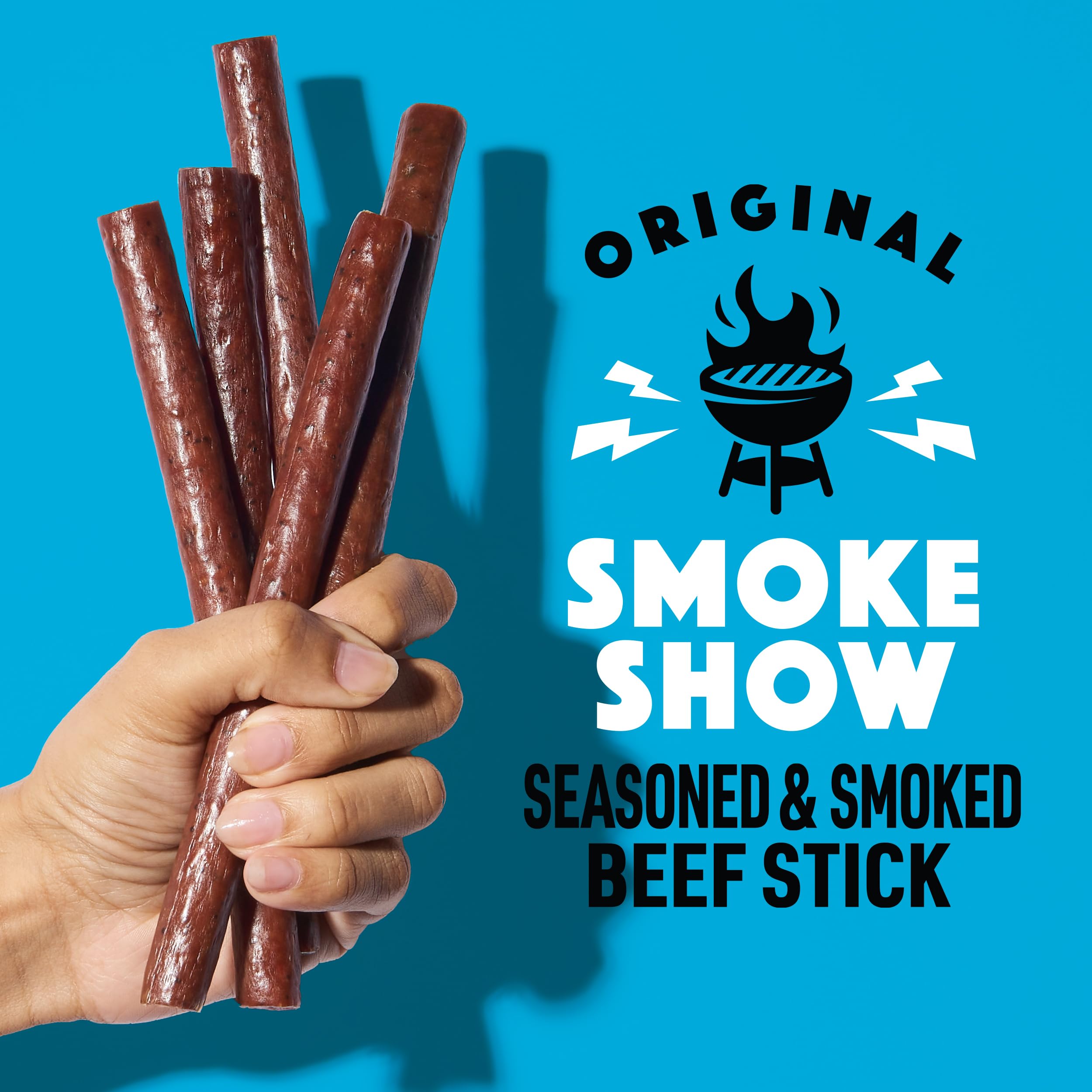 Lorissa's Kitchen Smoke Show packaging box highlights allergen-free, 1 oz sticks.