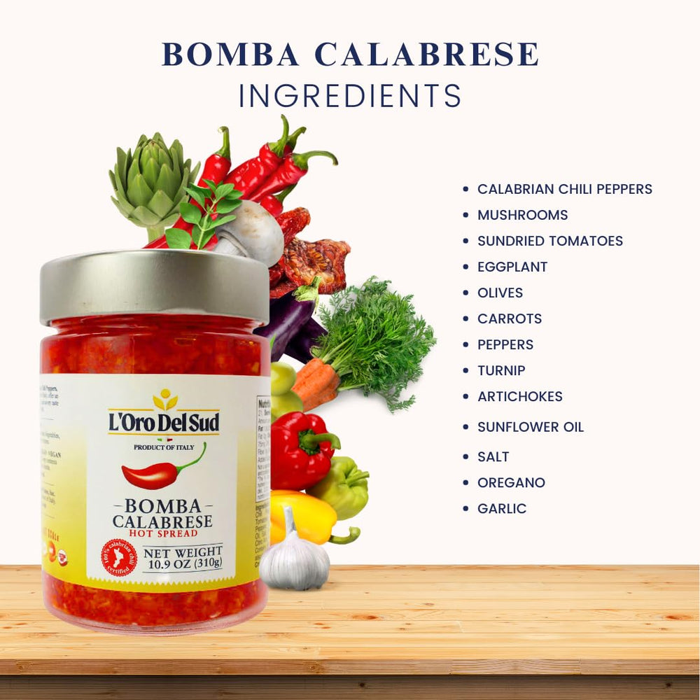L'Oro Del Sud bomba ingredients label highlighting versatility