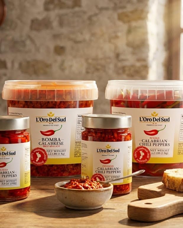 L'Oro Del Sud bomba jar stored in pantry for ready meals