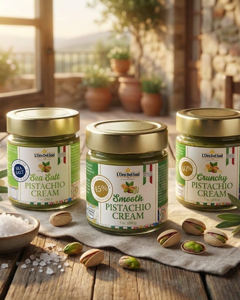 Italian Sicilian pistachios in L'Oro Del Sud cream