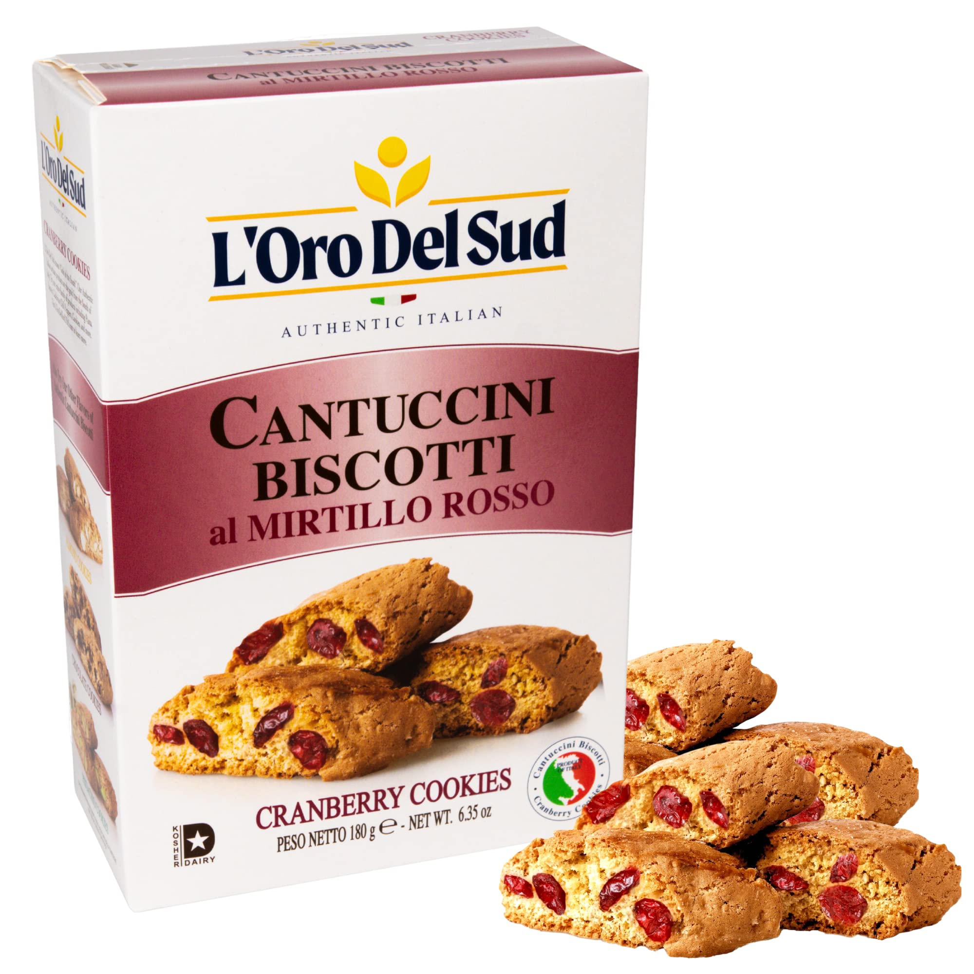 L'Oro Del Sud Cranberry Biscotti crisp baked for authentic Italian snacking