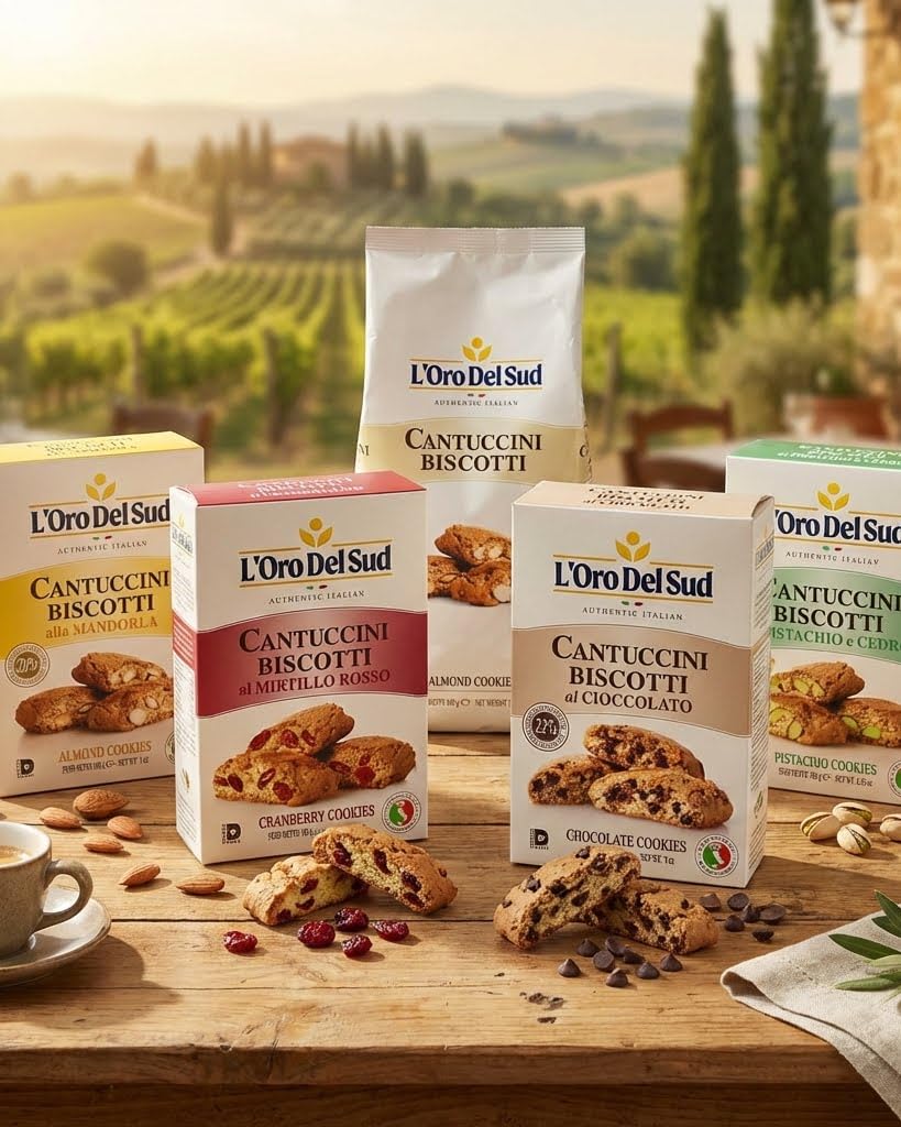 L'Oro Del Sud Cranberry Biscotti pack ready for gifting or pantry