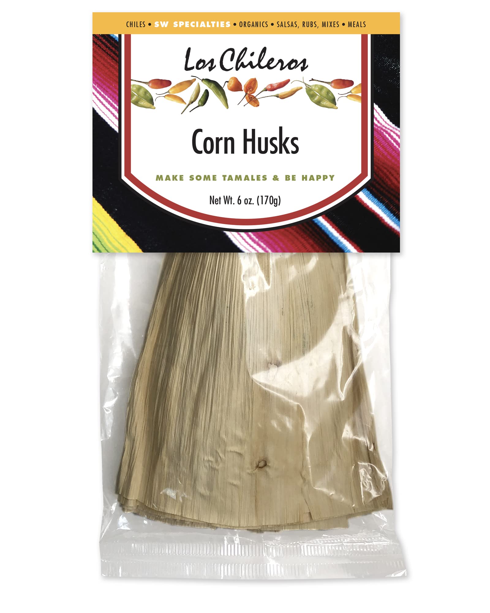Los Chileros corn husks in packaging, ideal tamale wrappers