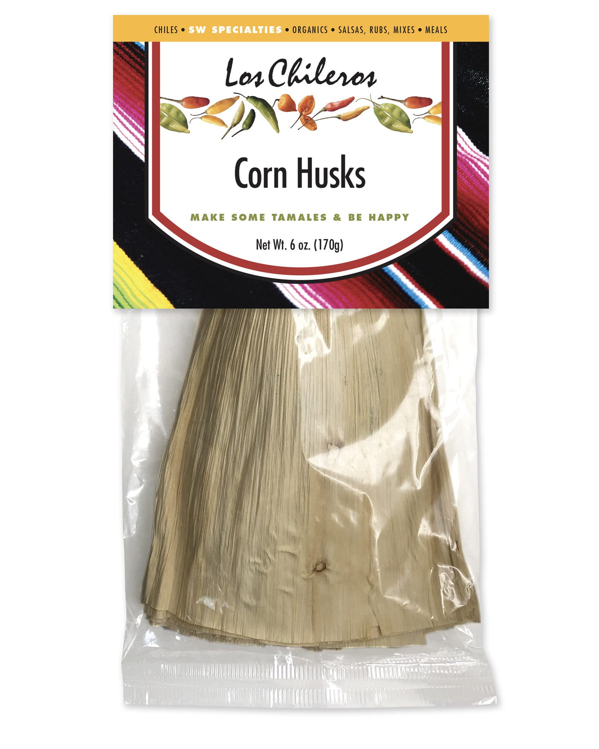 Los Chileros corn husks in packaging, ideal tamale wrappers