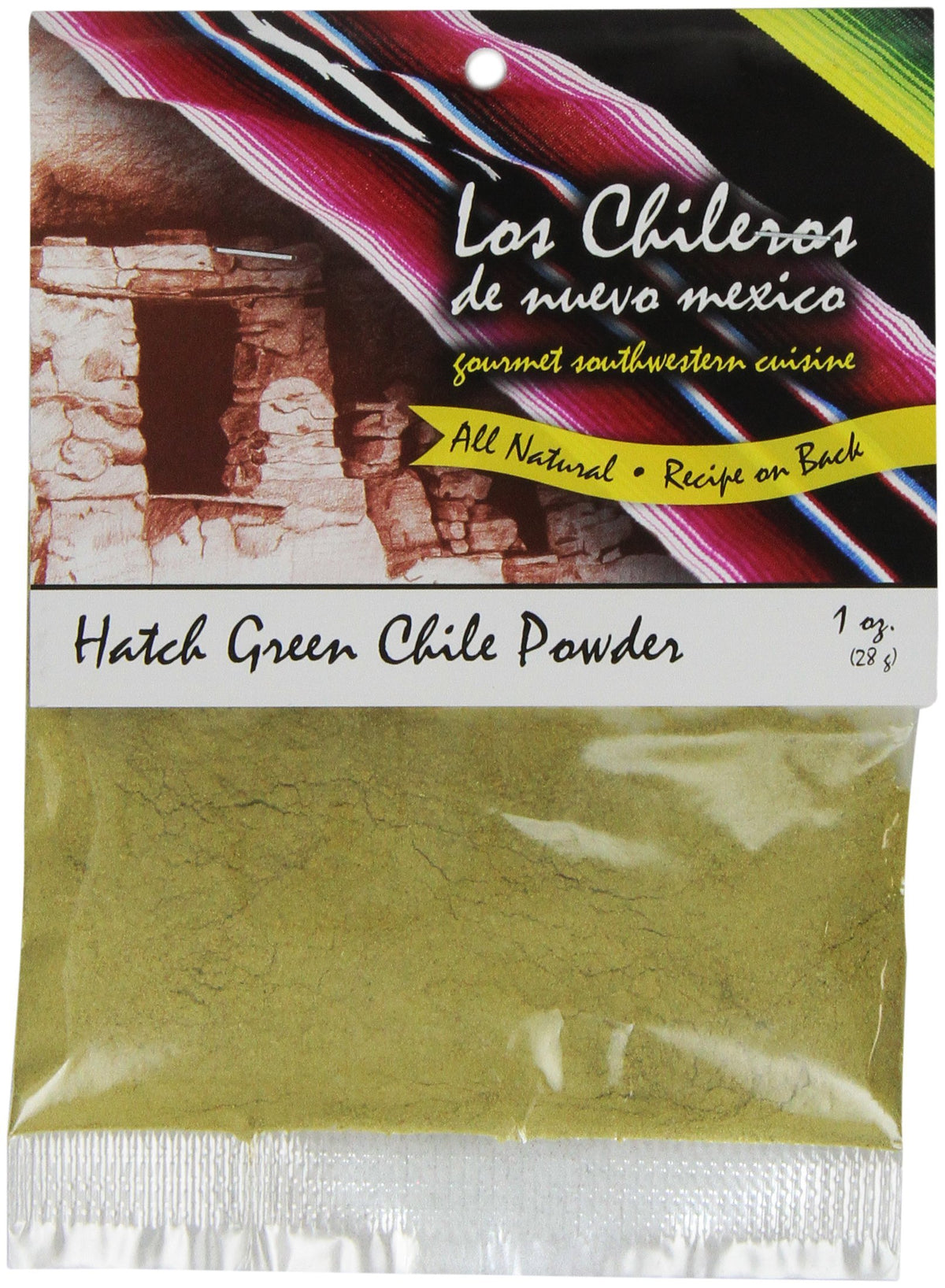 Los Chileros green chile ground powder in a jar for cooking and flavor