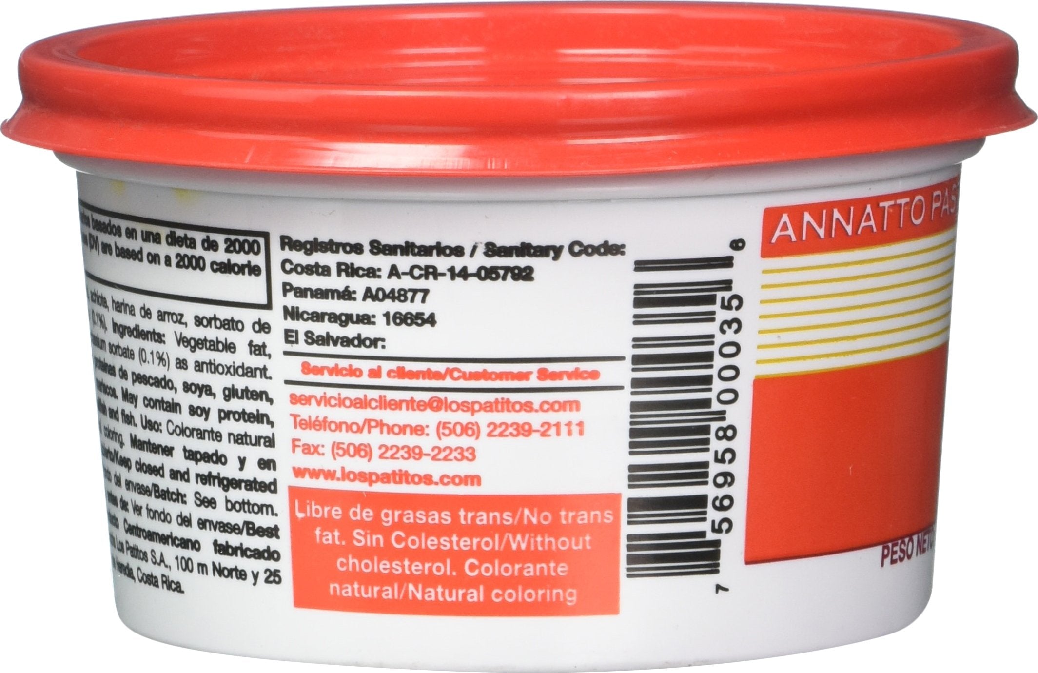 Los Patitos achiote paste label closeup highlights authentic family recipe and Costa Rican heritage