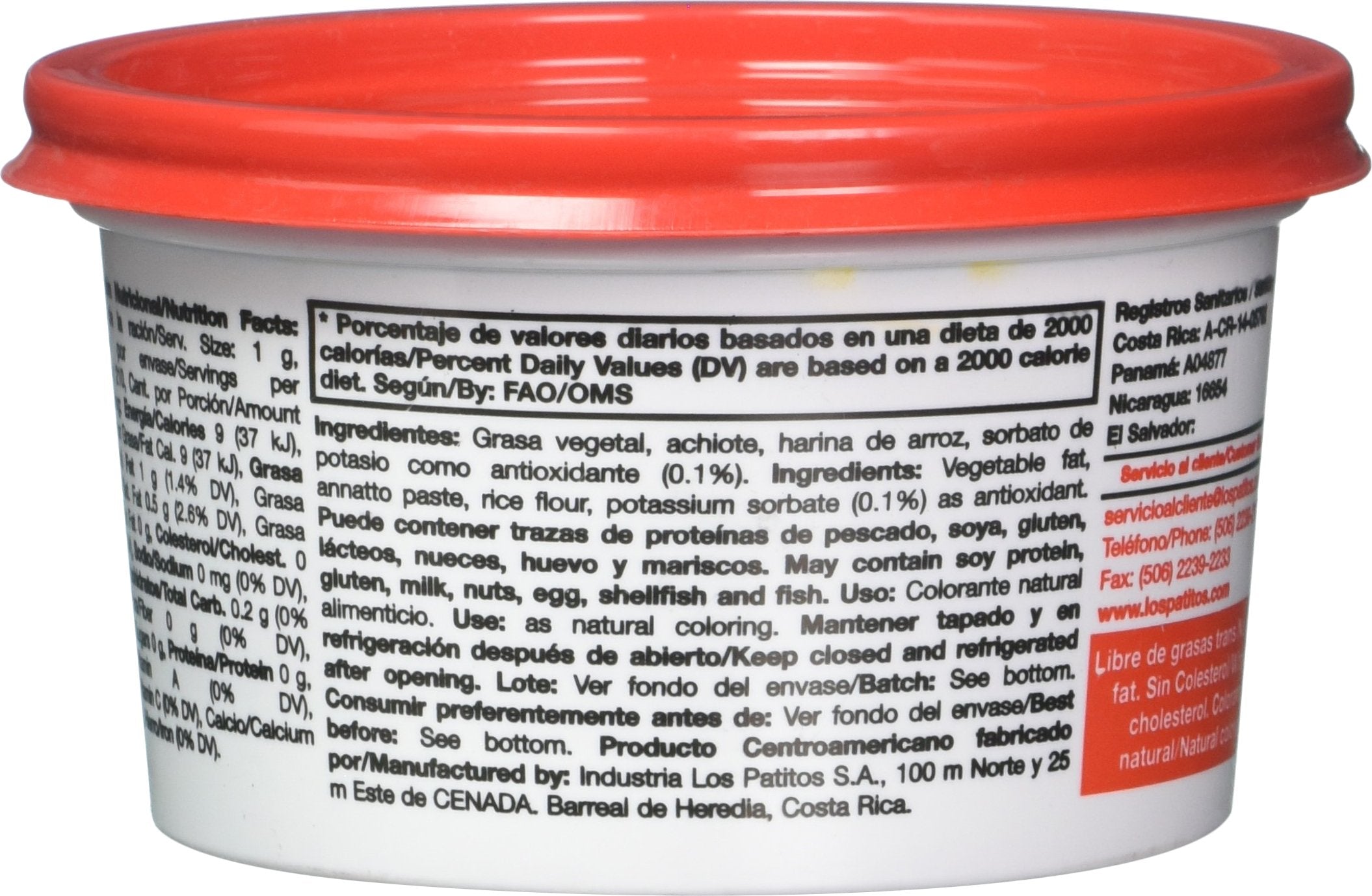 Los Patitos achiote paste tub pour shows smooth texture ideal for color-rich marinades
