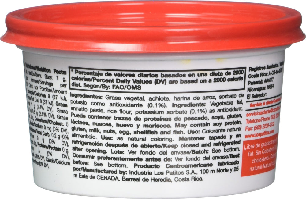 Los Patitos achiote paste tub pour shows smooth texture ideal for color-rich marinades
