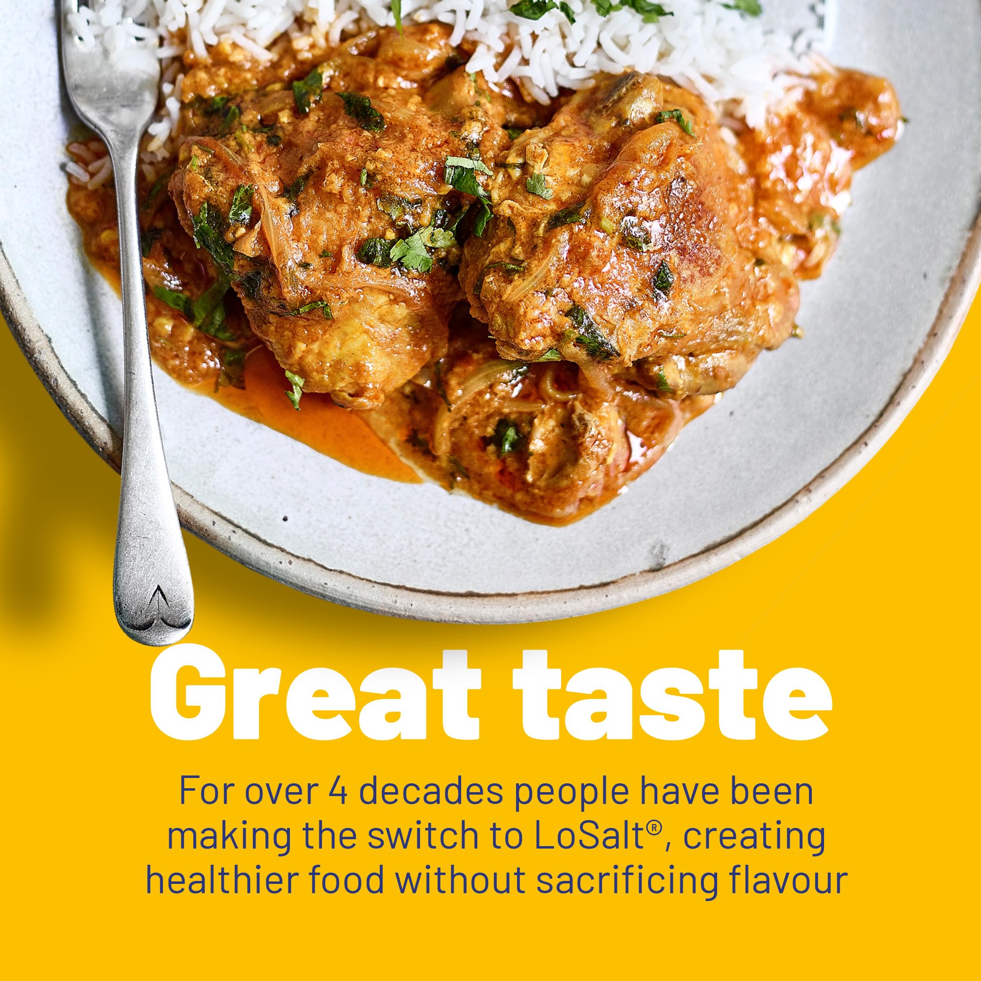 LoSalt Original pour shows easy seasoning with 66% less sodium.
