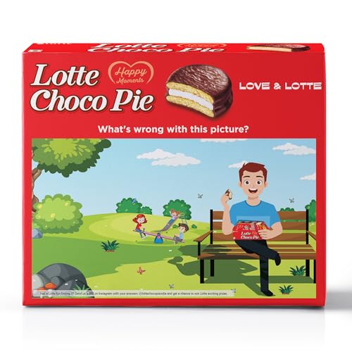 Lotte Choco Pie chocolate exterior over a soft marshmallow center.