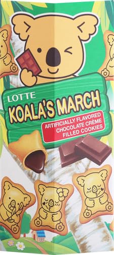 Lotte Koala's March Chocolate Cream cookie on desk setup, ideal for afternoon break.