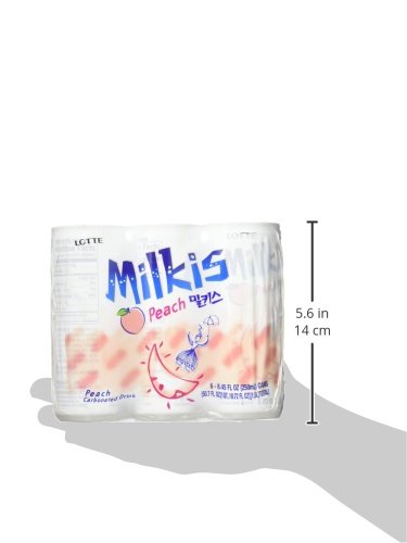 Lotte Milkis Peach Soda six pack, convenient for sharing at gatherings.
