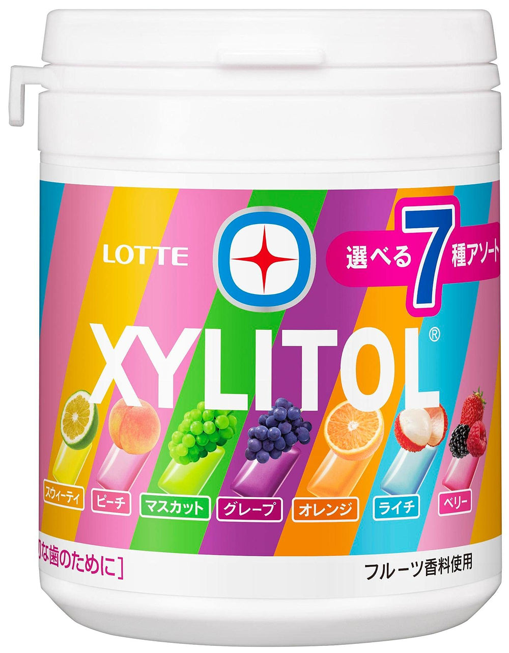 Lotte xylitol gum seven-assorted bottle front for on-the-go freshness