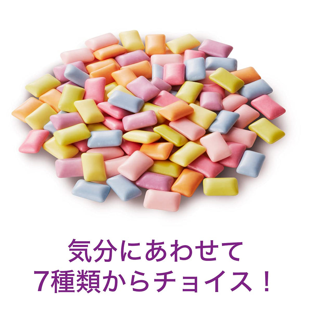 Lotte xylitol gum seven-assorted flavor swatch highlighting variety for quick pick-me-up