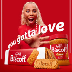 Lotus Biscoff cookies paired with coffee in a mug.