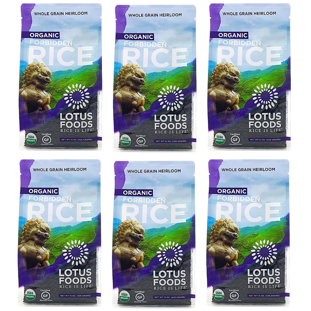 Lotus FoodsForbidden Rice pack-6 label, ideal for bulk meal prep.