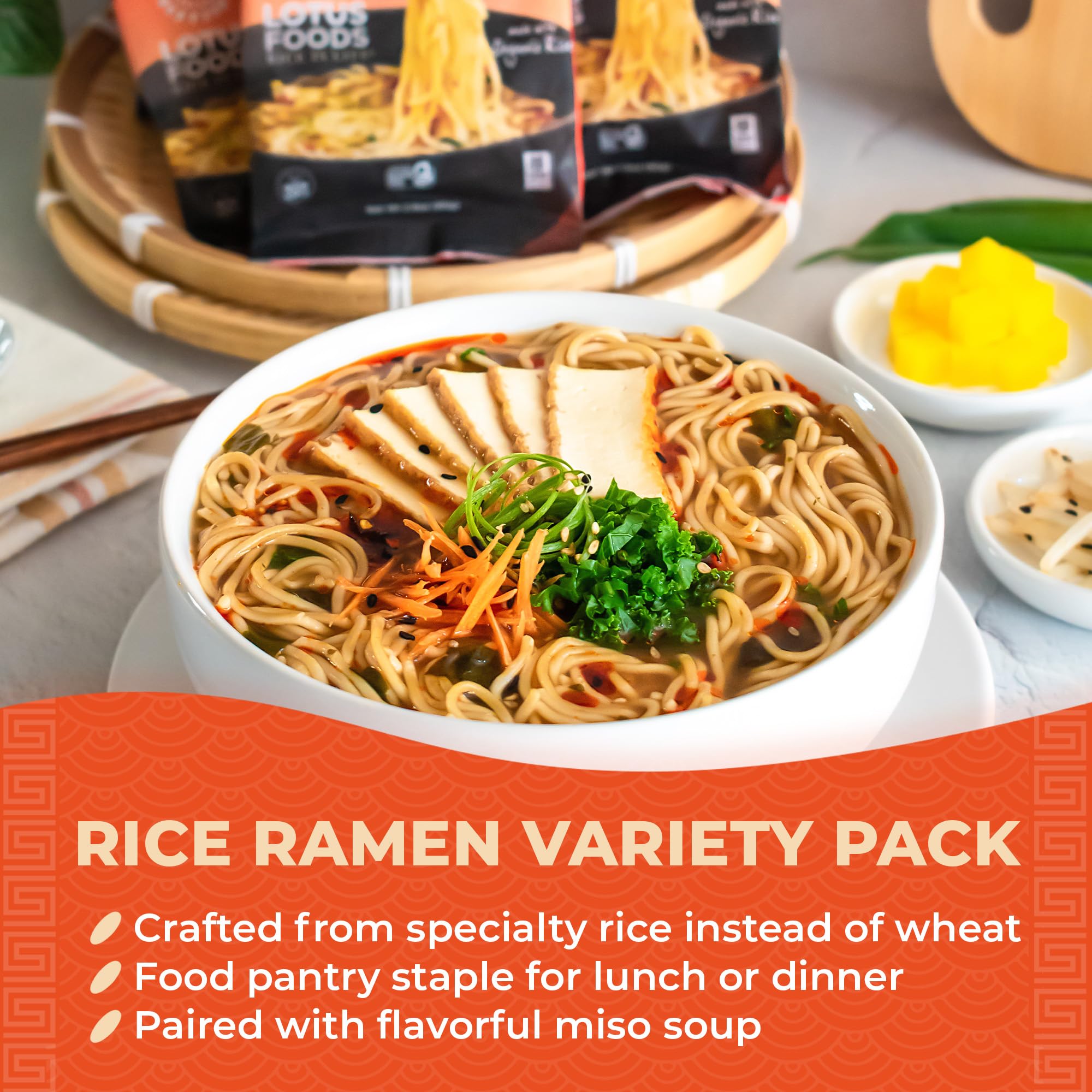 Lotus Foods gluten-free-ramen image highlighting gluten-free rice noodles for meals