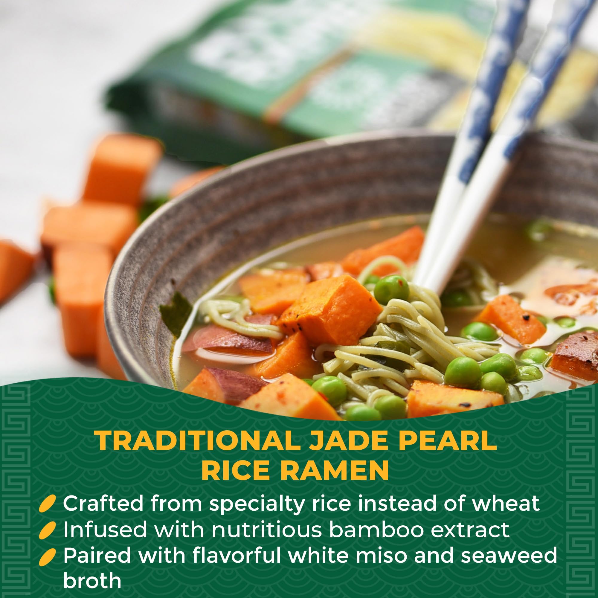 Lotus Foods Jade Pearl ramen bowl with miso soup highlighting quick gluten-free meal options