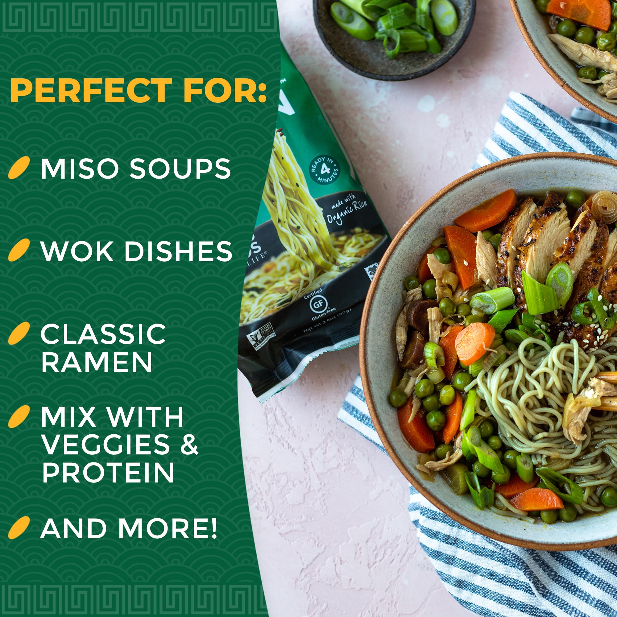 Lotus Foods Jade Pearl ramen in stir-fries with vegetables for a satisfying meal