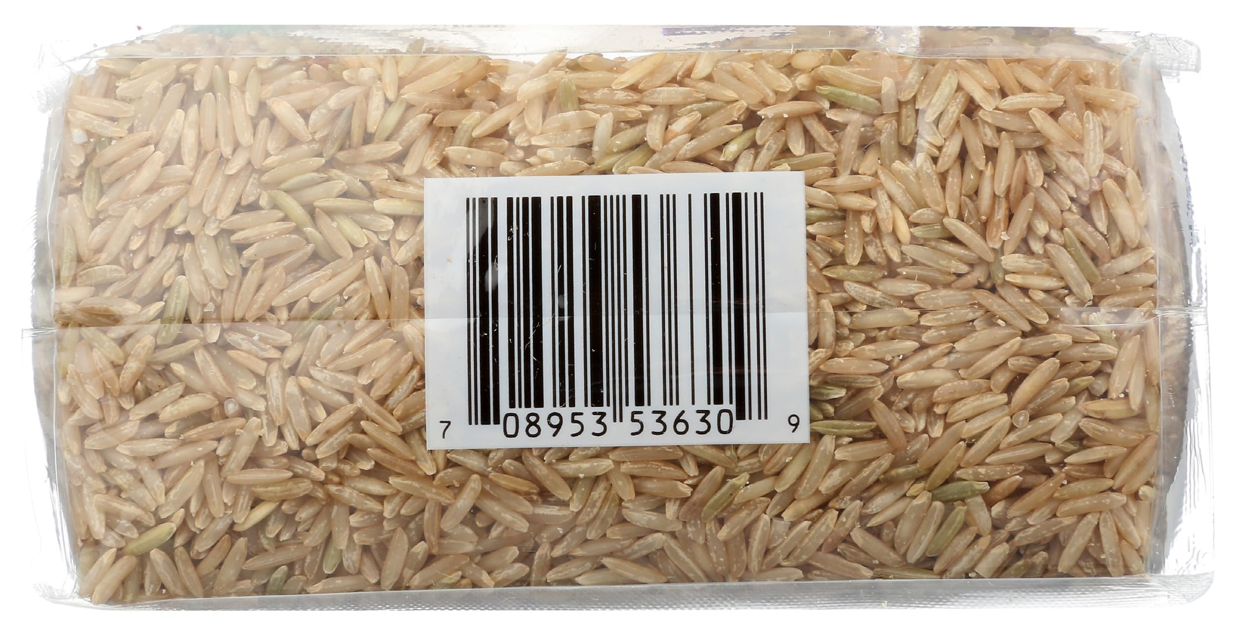 Nutrition panel on Lotus Foods Organic Brown Basmati Rice packaging