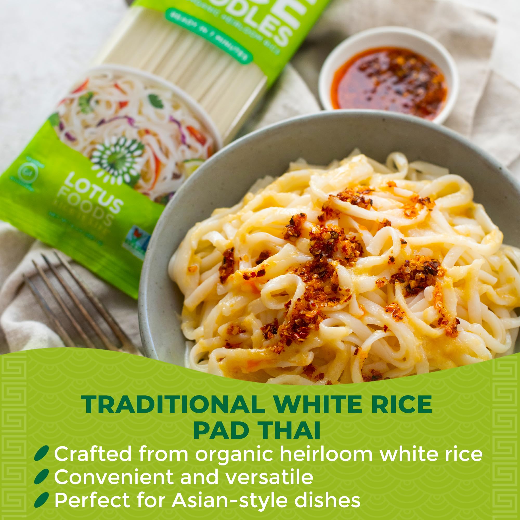 Lotus Foods Pad Thai Noodles in pot for quick meals.