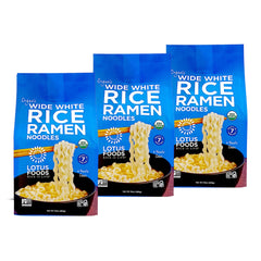 Lotus Foods Wide White Rice Ramen packaging with organic gluten-free noodles