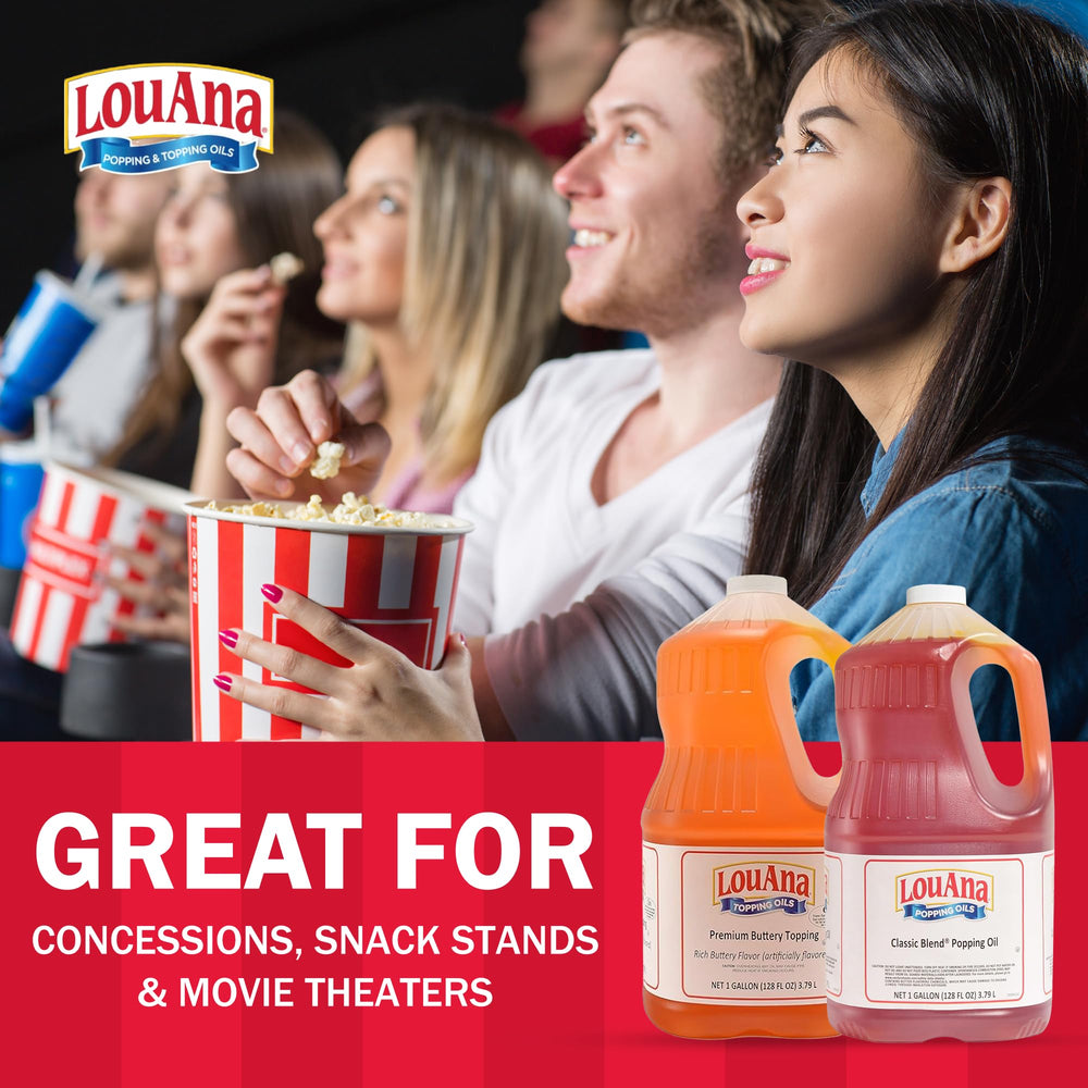 LouAna Premium Buttery Popcorn Oil demonstrates even heat for uniform popping.