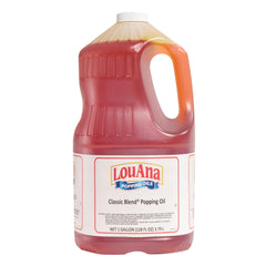 LouAna Premium Buttery Popcorn Oil gallon bottle front shows ready-to-use convenience.