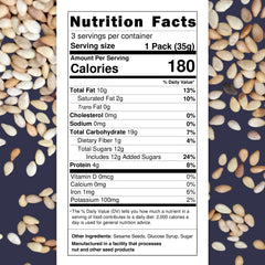 Loucks Original Sesame Snaps bar closeup-crunch: natural sesame flavor with clean ingredients.