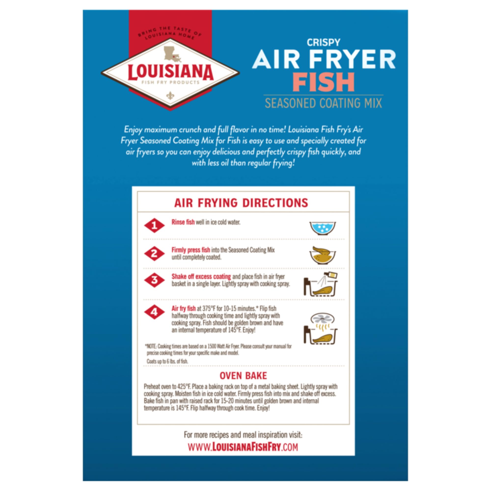 Louisiana Air Fryer Seasoned Coating for Fish plated with lemon for serving.