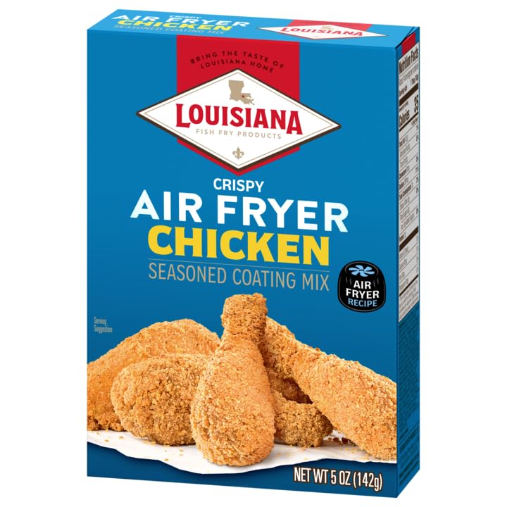 Boxed Louisiana Fish Fry coating mix with utensils ready for weeknight dinner prep.