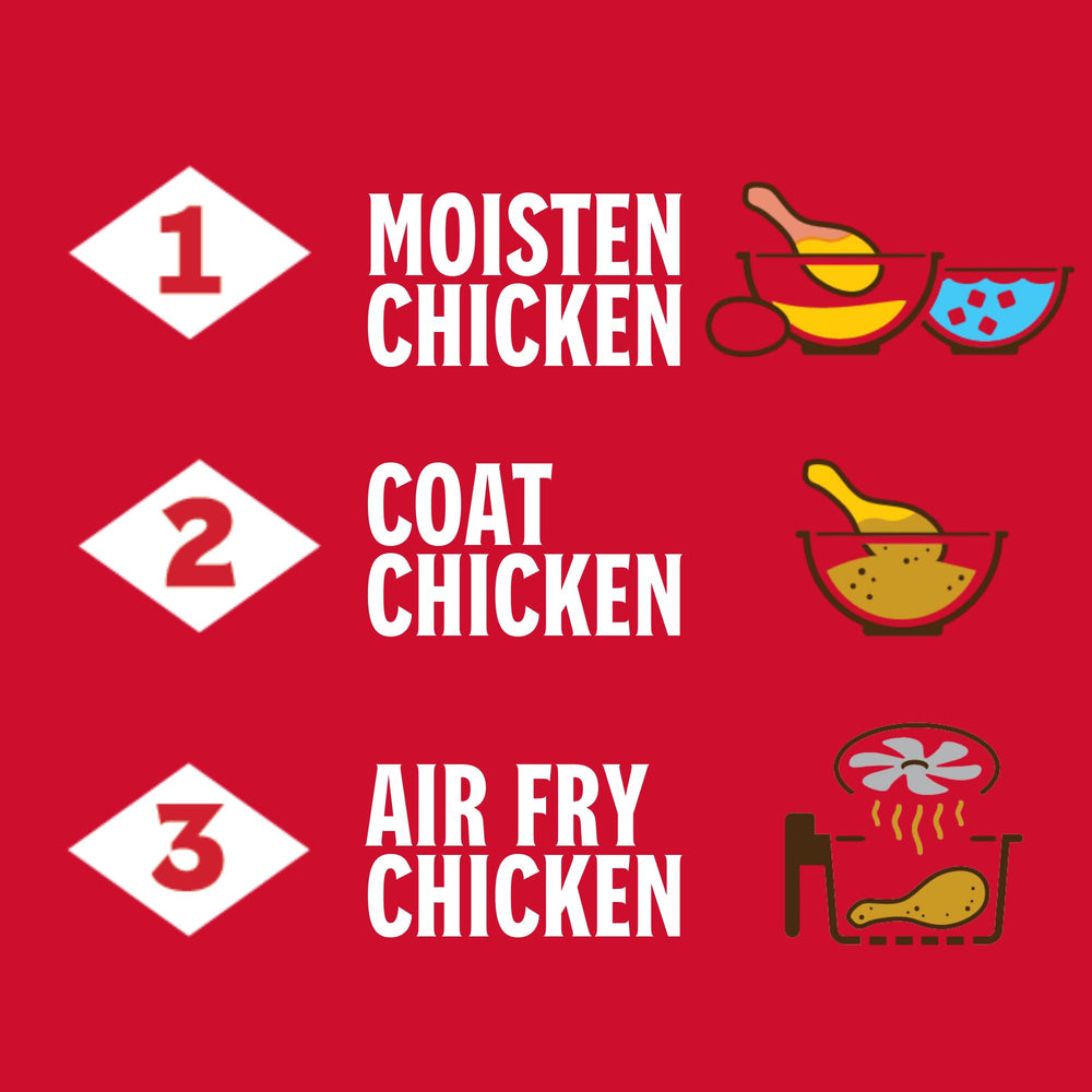 Coated chicken pieces using Louisiana Fish Fry mix showing crispy crust