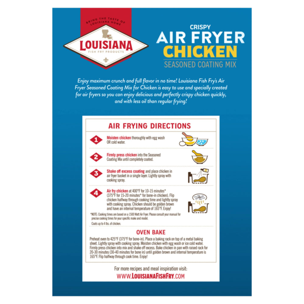 Coated chicken in the air fryer using Louisiana Fish Fry mix turning golden and crispy.