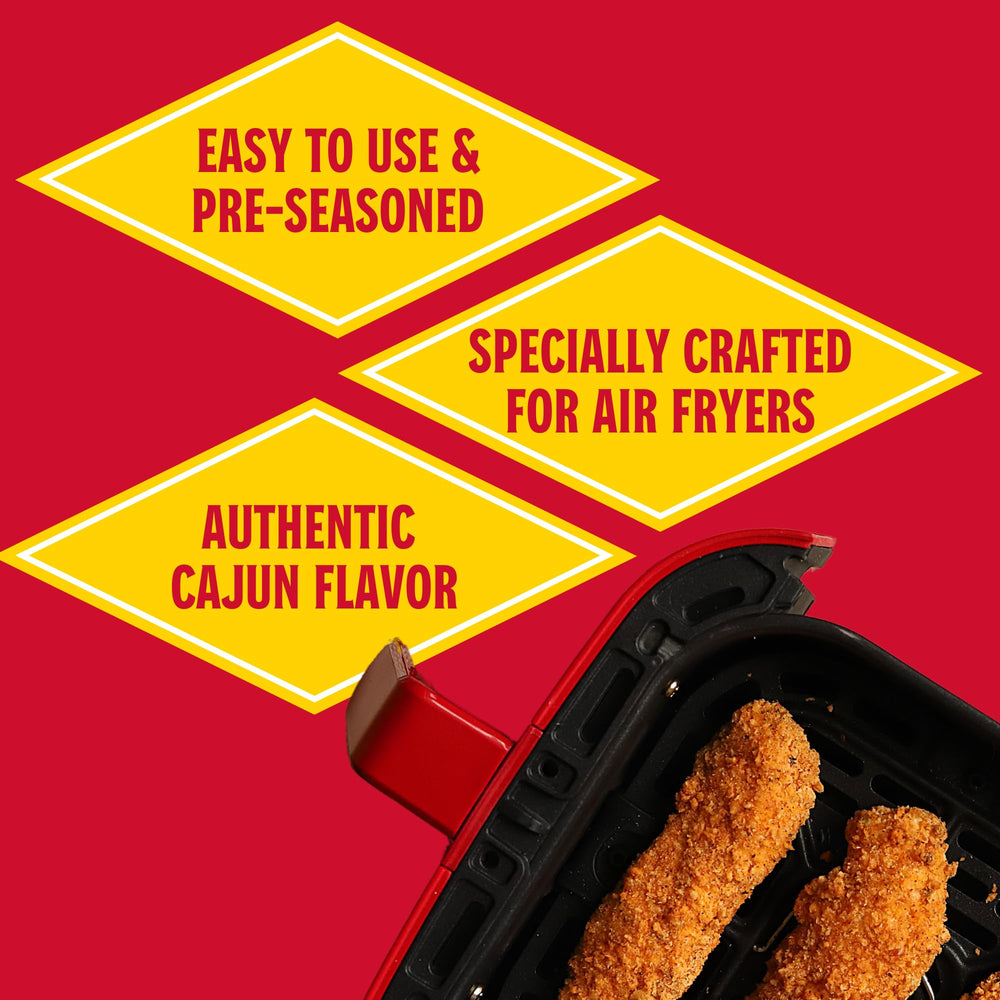 Close-up of crispy crust from Louisiana Fish Fry air fryer coating on chicken