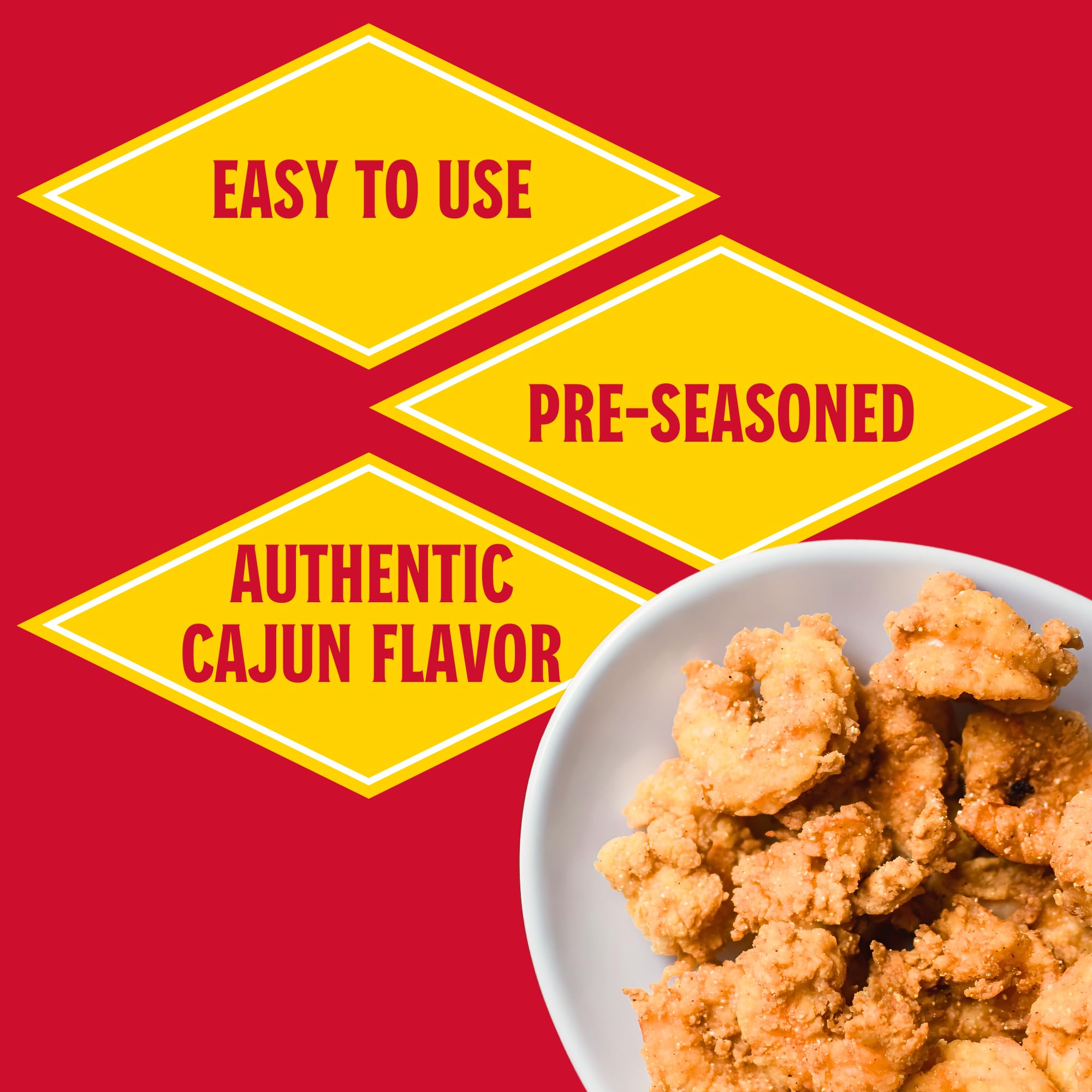 Louisiana Fish Fry Batter pairs with Remoulade or Cocktail Sauce.