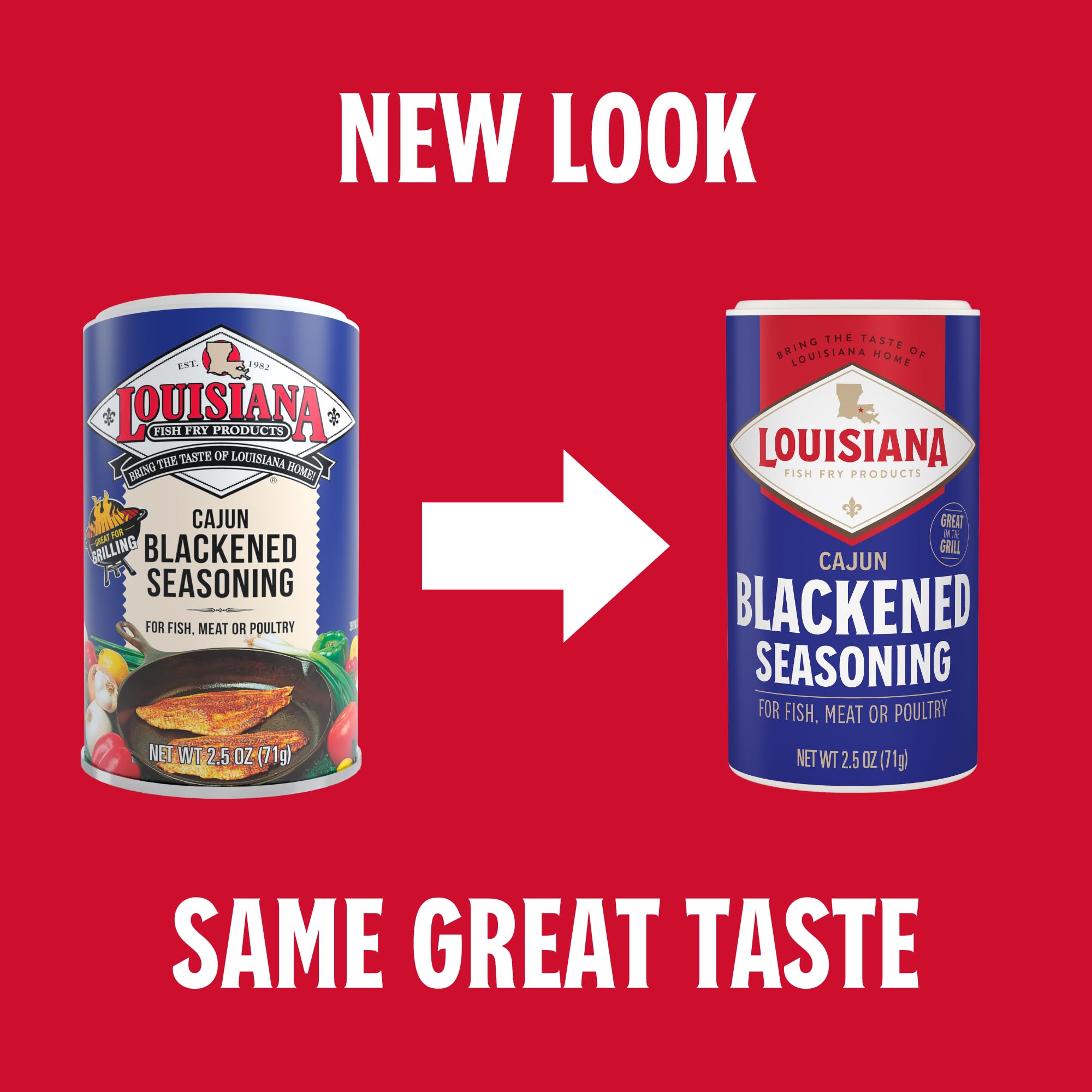 Louisiana Fish Fry Cajun Blackened Seasoning enhances baked seafood and meats
