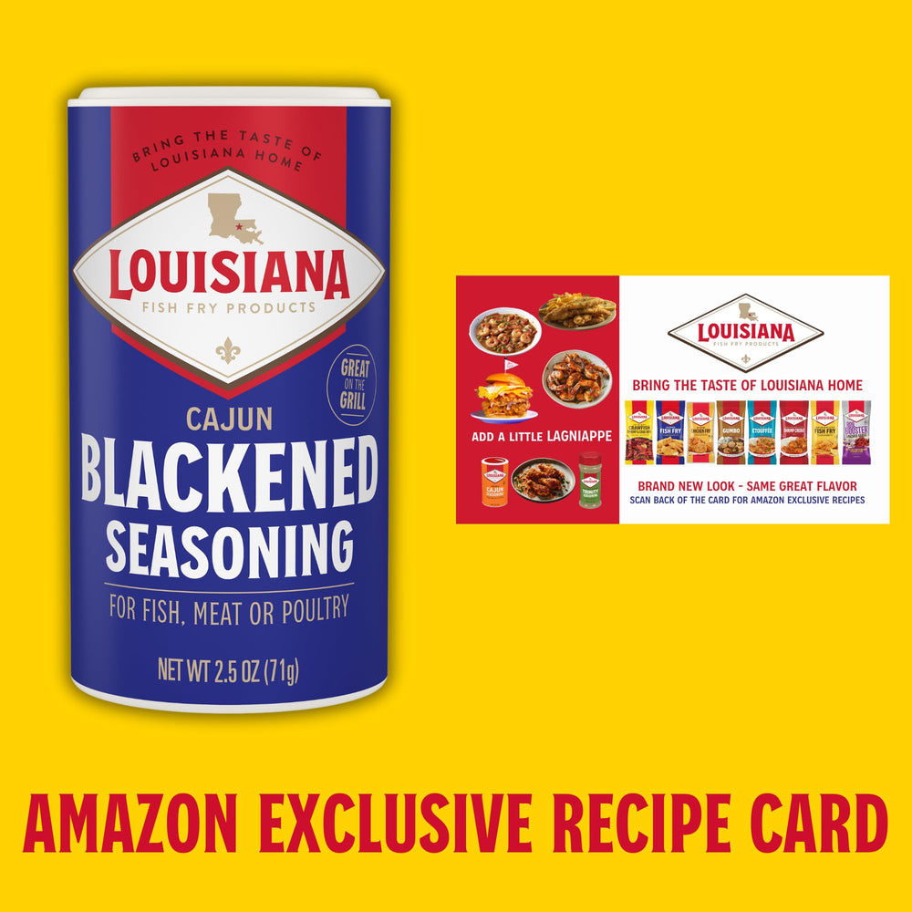 Louisiana Fish Fry Cajun Blackened Seasoning shaker adds bold flavor