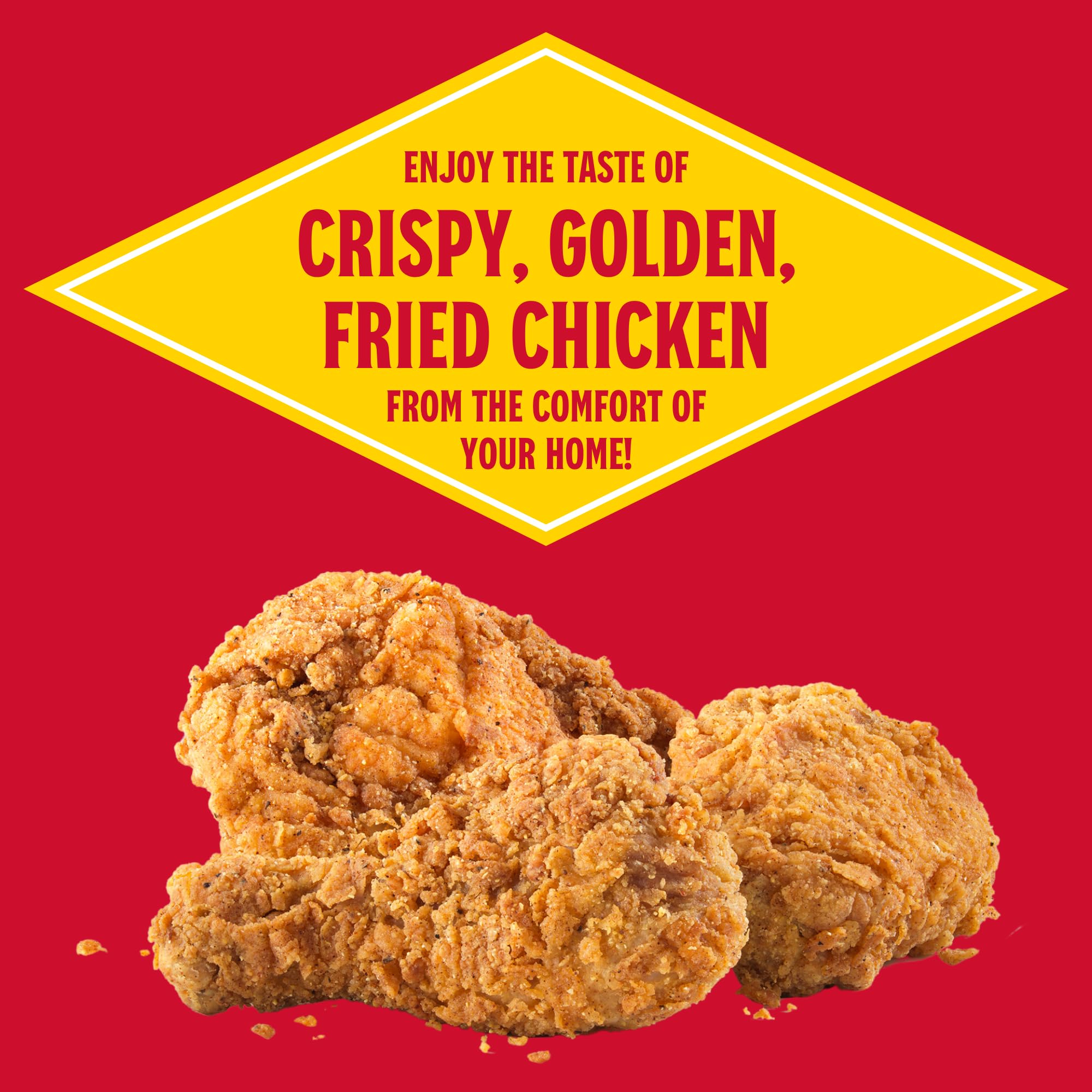 Louisiana Fish Fry batter coats chicken with water-only preparation for simple coating.
