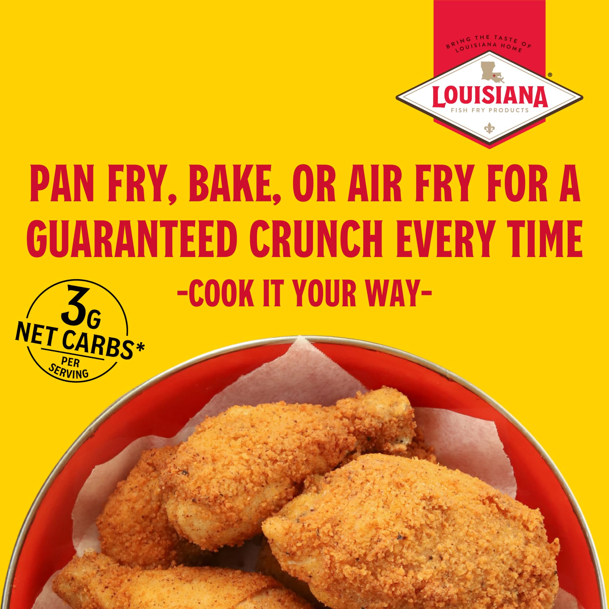 Louisiana Fish Fry Classic Fried Chicken Keto Coating in an air fryer setup promotes easy, oil-conscious cooking.