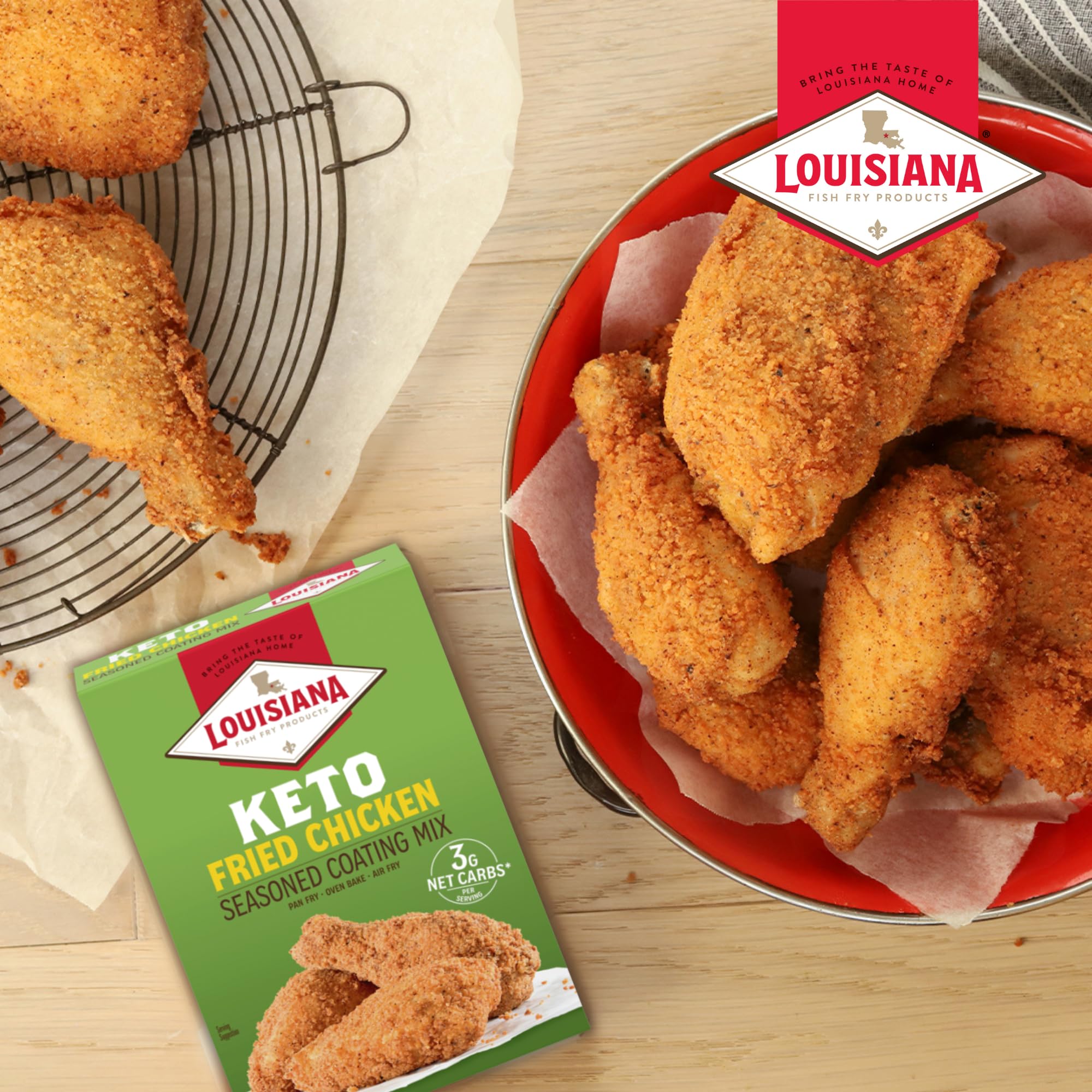 Louisiana Fish Fry Classic Fried Chicken Keto Coating on raw chicken before frying promises golden crunch.