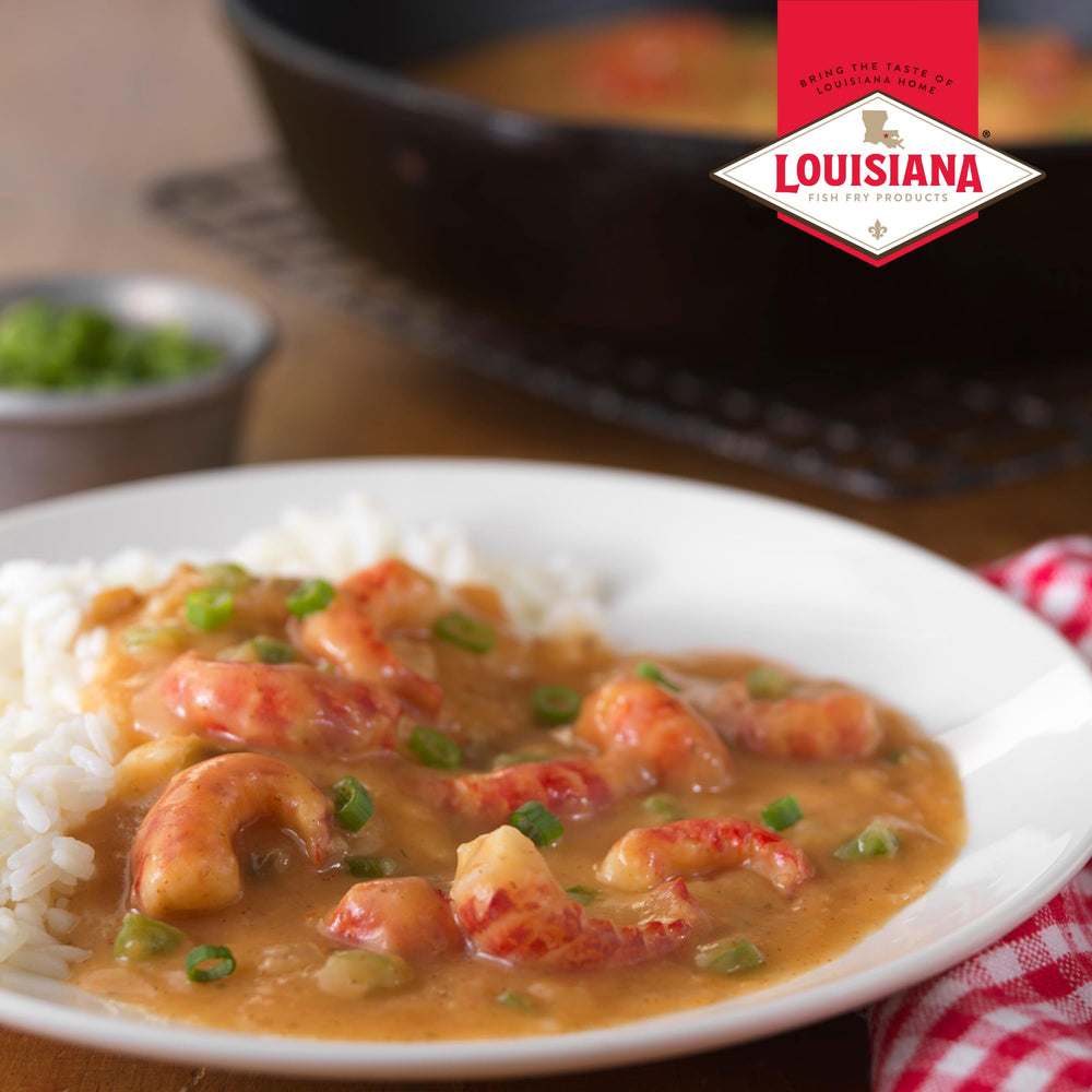 Louisiana Fish Fry Etouffee Base family dinner table ready for serving