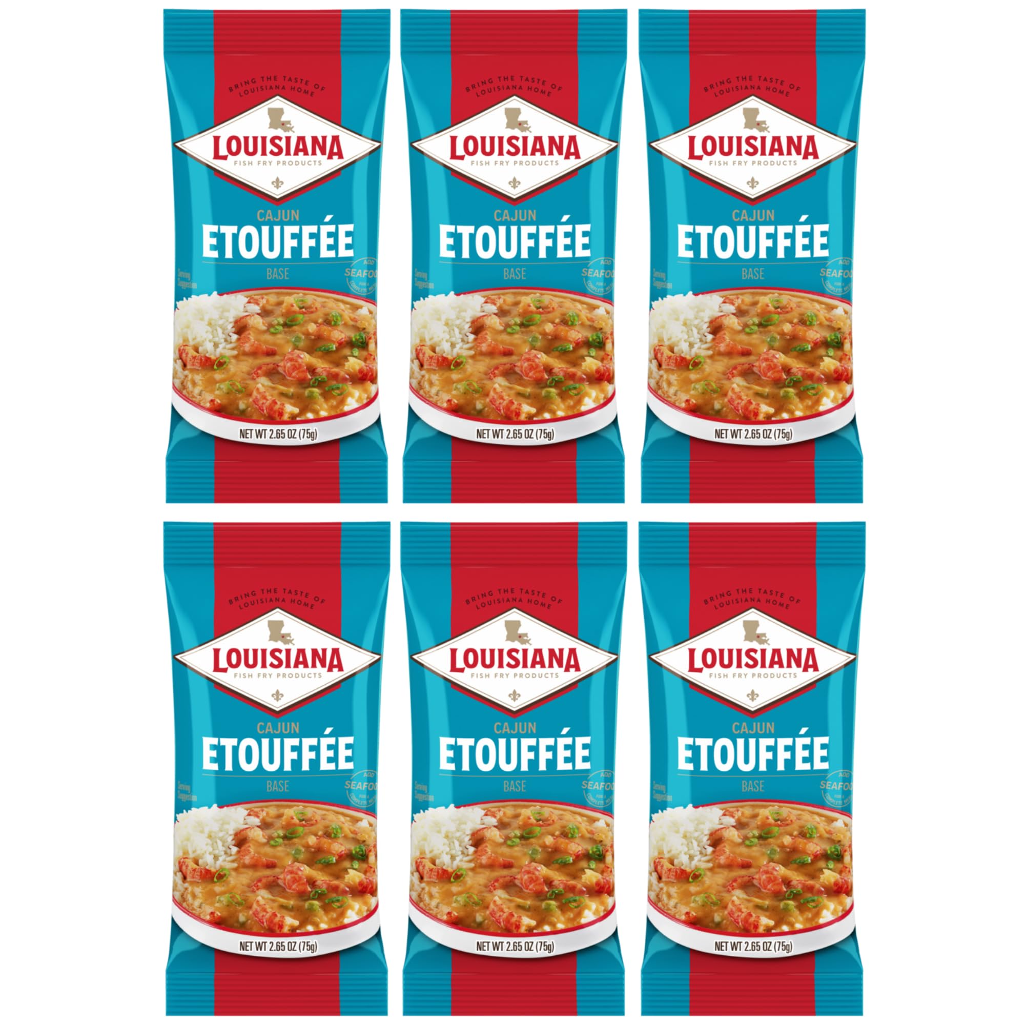 Louisiana Fish Fry Etouffee Base pack6 front view for quick weeknight Cajun meals.
