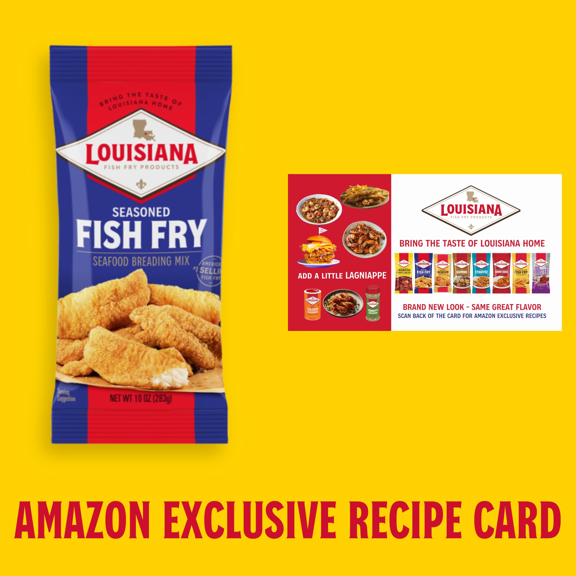 Family dinner plate featuring Louisiana Fish Fry seasoned coating.