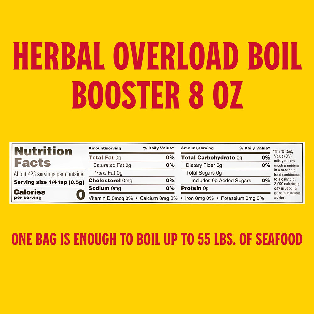Louisiana Fish Fry Herbal Overload Boil Booster bottle close-up for seasoning