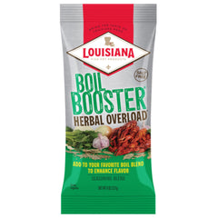 Louisiana Fish Fry Herbal Overload Boil Booster packaging close-up for quick prep