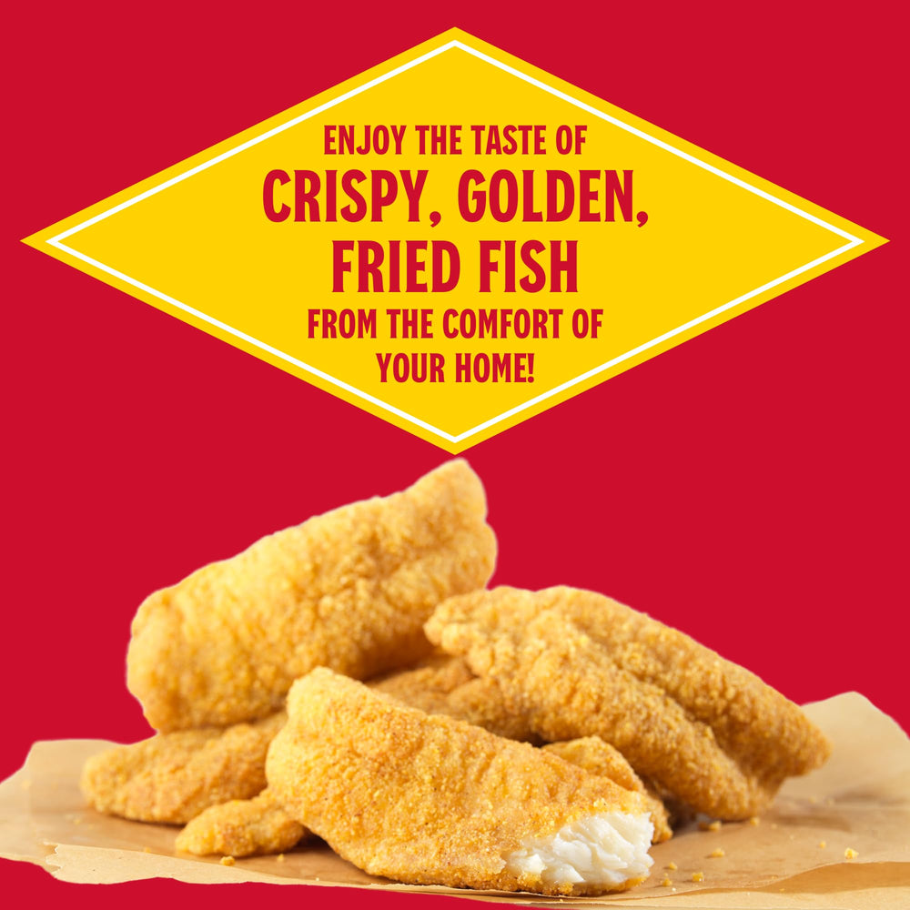Louisiana Fish Fry Seasoned Fish Fry fried shrimp plate with crispy coating