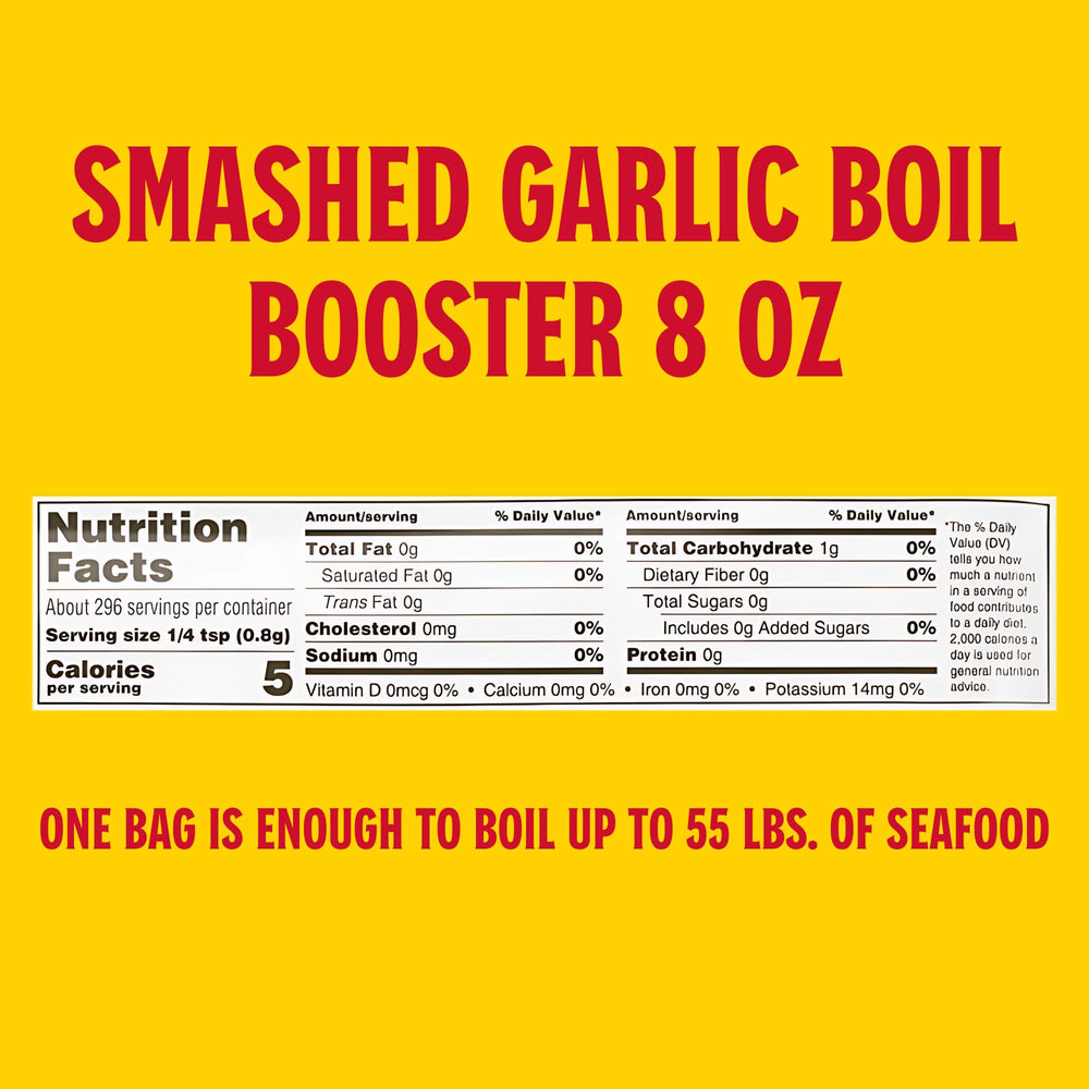 Louisiana Fish Fry Smashed Garlic Boil Booster dispensing cap enables quick flavor boosts.